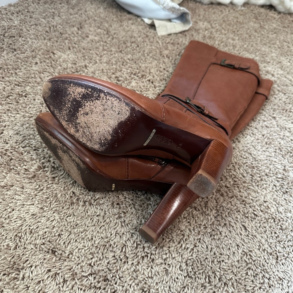 Cole Haan Nike Air High Heel Boots Leather Brown - Picture 16 of 16